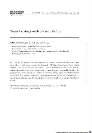 Type I strings with F- and B-flux