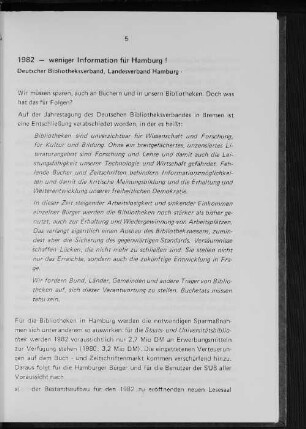 1982 - weniger Information für Hamburg!