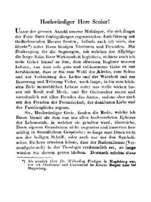 Hochwürdiger Herr Senior!