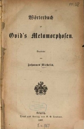 Wörterbuch zu Ovid's Metamorphosen