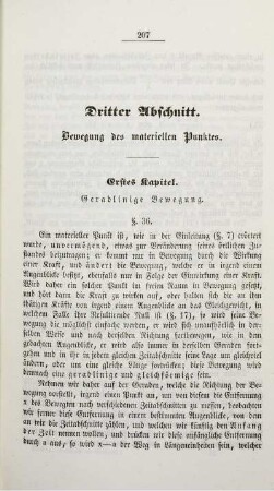 Dritter Abschnitt. Bewegung des materiellen Punktes.