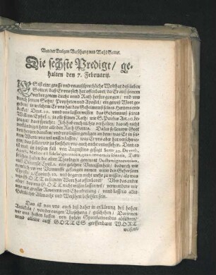 Die sechste Predigt/ gehalten den 7. Februarii.