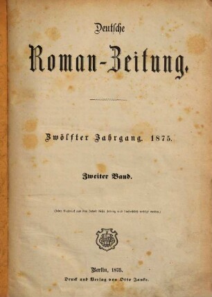Deutsche Roman-Zeitung. 1875,2, 1875,2 = Jg. 12