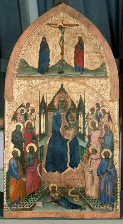 Thronende Madonna mit dem Kinde, von sechs Engeln und acht Heiligen verehrt, Folio 00049