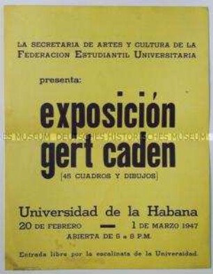Ausstellungsplakat für Gert Caden - Personenkonvolut