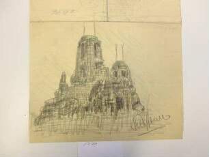 [Denkmal mit zwei Flammen in felsiger Umgebung]