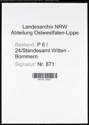 Sterberegister Standesamt Witten-Bommern
