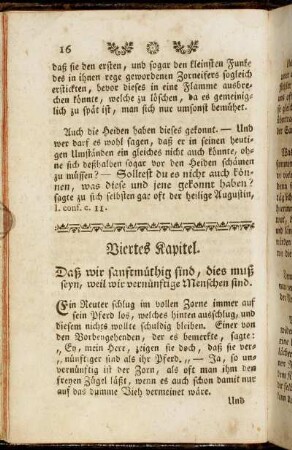 Viertes Kapitel. Daß wir sanftmüthig sind, dies muß seyn, weil wir vernünftige Menschen sind.