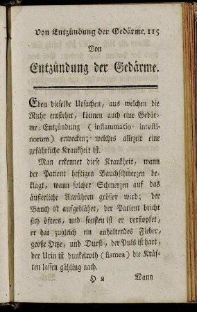 Von Entzündung der Gedärme.