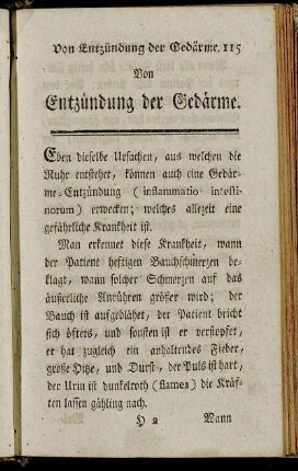 Von Entzündung der Gedärme.