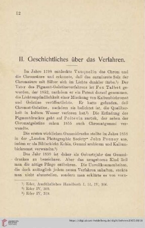 II. Geschichtliches über das Verfahren
