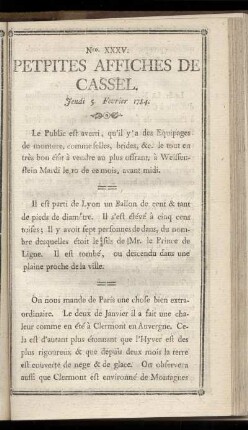 No XXXV (Jeudi 5 Fevrier 1784)