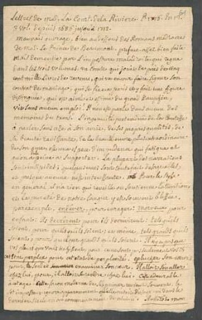 Lettres de Madame la comtesse Dela Rivière, 1776.