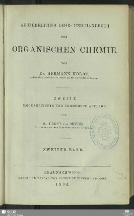 2: Ausführliches Lehr- und Handbuch der organischen Chemie : in drei Bänden