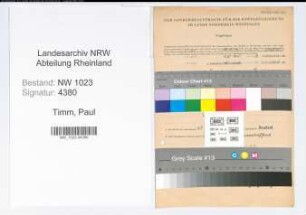 Entnazifizierung Paul Timm , geb. 19.05.1887 (Kreisinspektor)