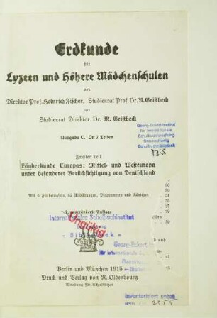 Teil 2: Länderkunde Europas: Mittel- und Westeuropa unter besonderer Berücksichtigung von Deutschland
