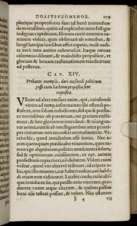 Cap. XIV. Probatur exemplis, dæri eiusmodi politicum posse cuius hactenus proposita sunt requisita.