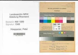 Entnazifizierung Peter Hoeppener , geb. 22.02.1911 (Unterbrandmeister)