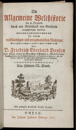 [9] = Bd. 9: Die Allgemeine Welthistorie. . Alte Historie IX. Band.