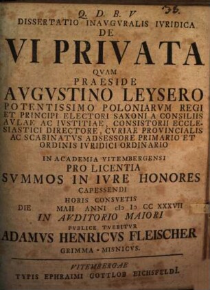 Disp. inaug. iur. de vi privata