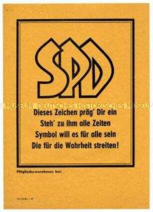 Flugblatt mit Mitgliederwerbung für die SPD