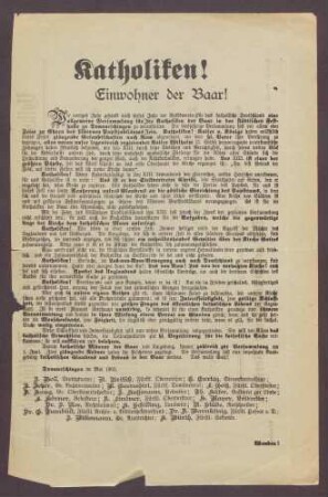 Einladung von Constantin Fehrenbach zu einer Vollversammlung des Volksvereins für das katholische Deutschland in Donaueschingen