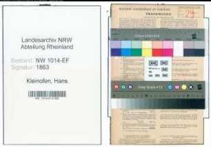 Entnazifizierung Hans Kleinofen , geb. 08.12.1909 (Elektriker)