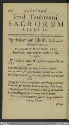 Frid. Taubmani Sacrorum Liber III.