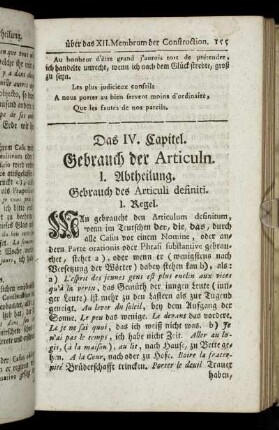 Das IV. Capitel. Gebrauch der Articuln.