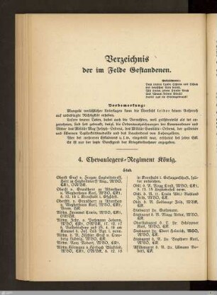 Verzeichnis der im Felde gestandenen