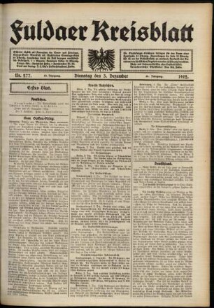 Erste Ausgabe vom Dienstag, den 03. Dezember 1912.