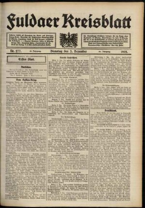 Erste Ausgabe vom Dienstag, den 03. Dezember 1912.
