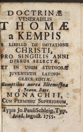 Doctrinae e libello de imitatione Christi Th. a Kempis