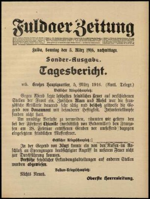 Ausgabe vom Sonntag, den 05. März 1916.