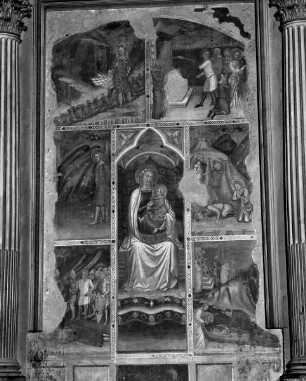 Madonna mit Kind und Vitenszenen der Heiligen Jakobus der Ältere und Christophorus