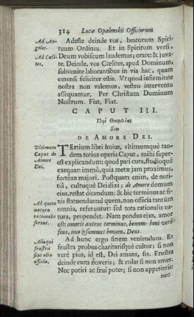 Caput III. [...] Seu De Amore Dei