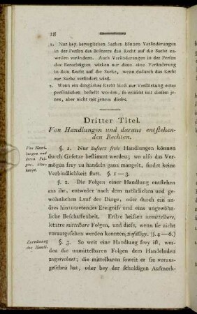 Dritter Titel. Von Handlungen und daraus entstehenden Rechten