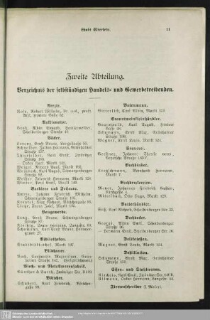 Zweite Abteilung. Berufsklassen und Gewerbebetriebe