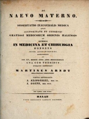 De naevo materno : Dissertatio inauguralis medica
