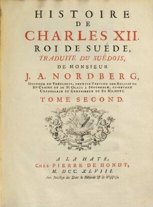 Histoire De Charles XII. Roi De Suéde. 2