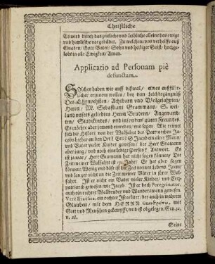Applicatio ad Personam pie defunctam.
