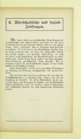 II. Wirtschaftliche und soziale Zeitfragen