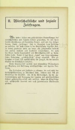 II. Wirtschaftliche und soziale Zeitfragen