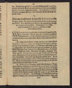 45-56, V. Fürneme Lutheraner halten die Reformirten für Brüder...