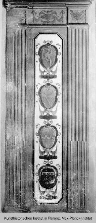 Gewölbe- und Wanddekoration mit Darstellungen von Besitzungen der Della Gherardesca und Wappen verbundener Familien