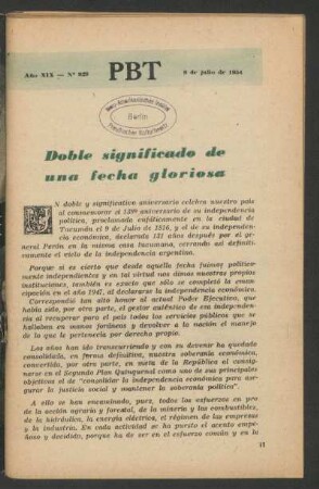 Doble significado de una fecha gloriosa