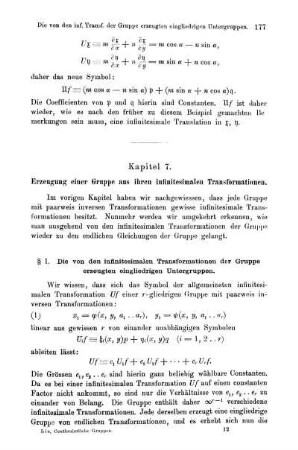 § 1. Die von den infinitesimalen Transformationen der Gruppe erzeugten eingliedrigen Untergruppen.