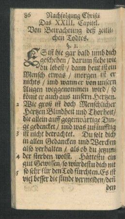 Das XXIII. Capitel. Von Betrachtung deß zeitlichen Todtes.