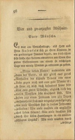 Vier und zwanzigster Abschnitt. Gute Wünsche