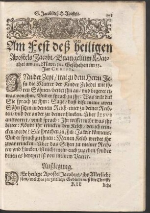 Am Fest deß heiligen Apostels Jacobi ...